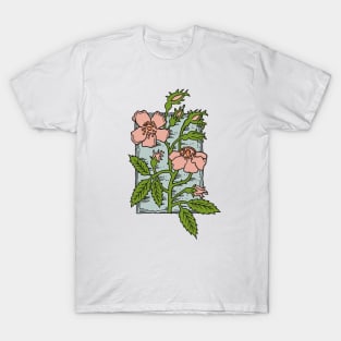 Musk Rose, Vintage style flower stamp (colored) T-Shirt